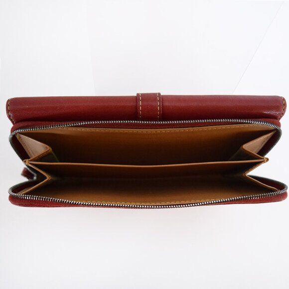 Coach Vintage Hamptons Red Leather Large Trifold Wallet with Buckle - Picture 13 of 15